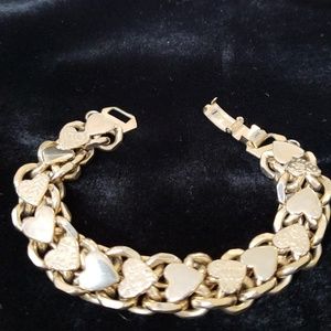 VTG heart link gold tone bracelet